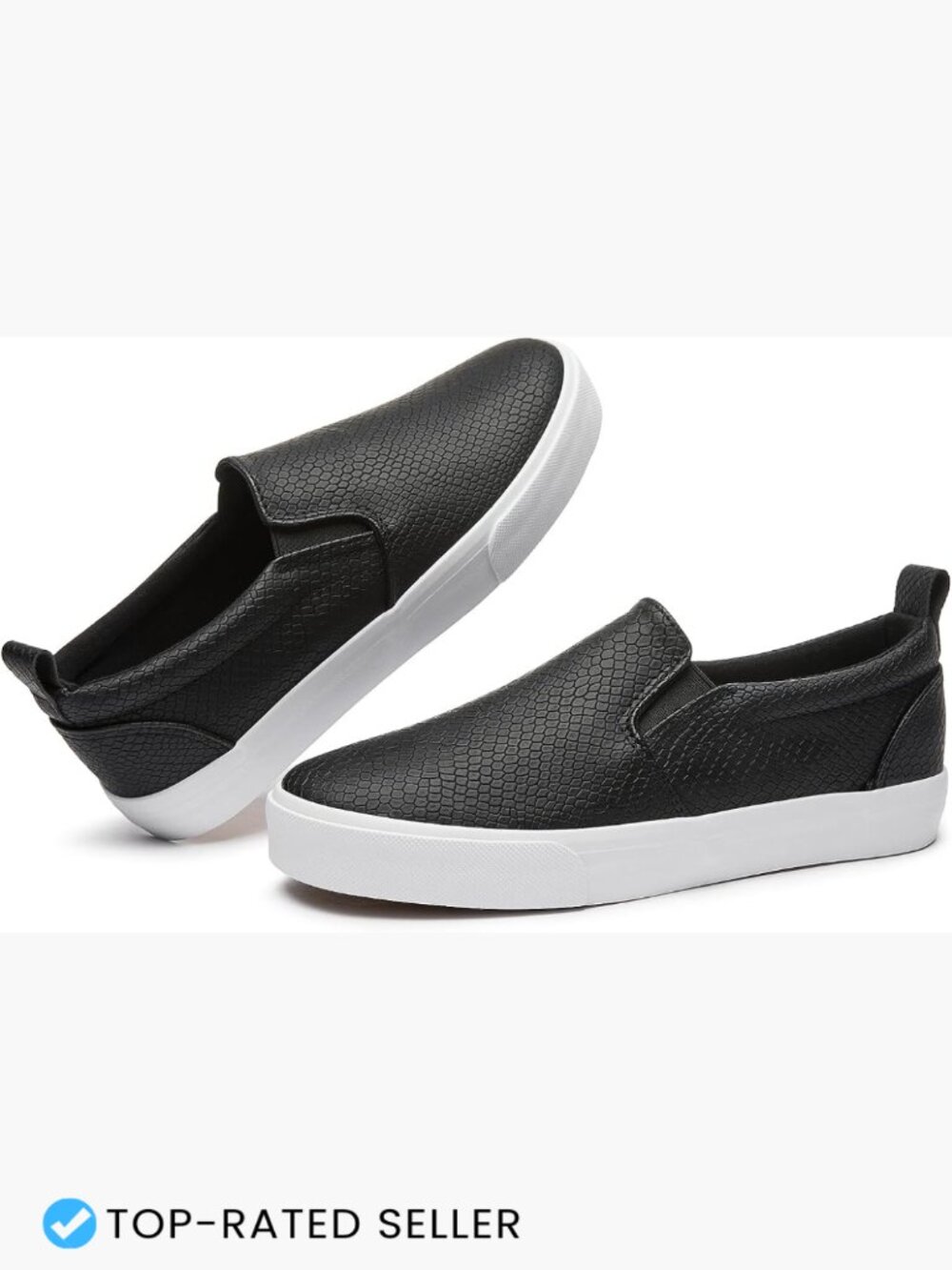 Synthetic Leather Slip On Loafers Casual Round Toe Pull-On Comfy Cushioned